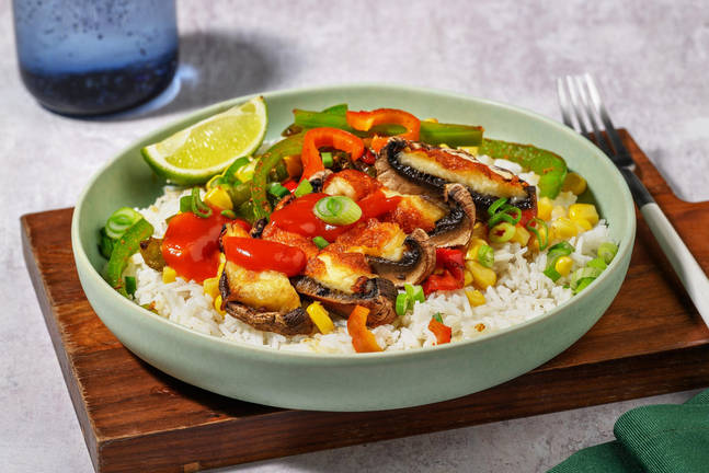 Fajita Bowl mit gratinierten Portobellos