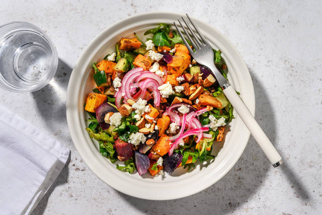 Geitenkaas op linzensalade met cranberrydressing