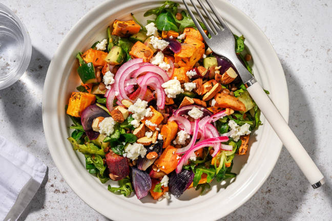 Geitenkaas op linzensalade met cranberrydressing