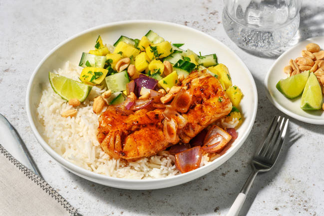 Caribisk inspireret fiskebowl