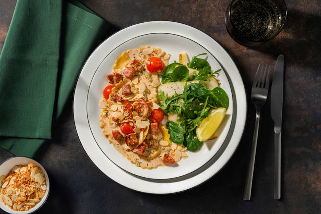 Rich Pumpkin Ravioli & Chorizo Cream Sauce 
