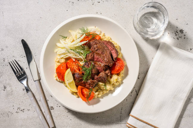 Steak met romige venkelrisotto