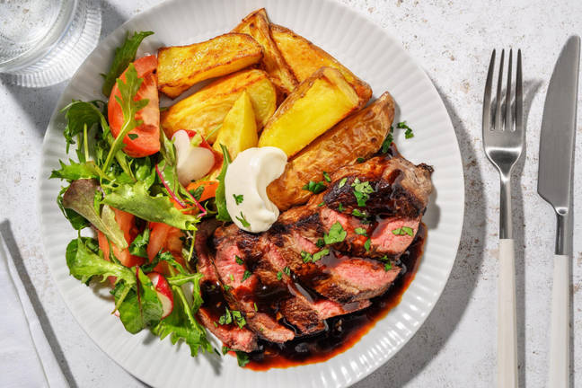 Steak au jus d'ail et mesclun