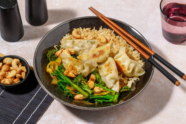 Hoisin Broccolini and Veg Gyoza