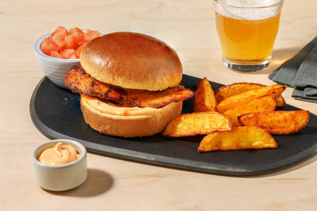 Peri Peri Chicken Burger and Spiced Wedges