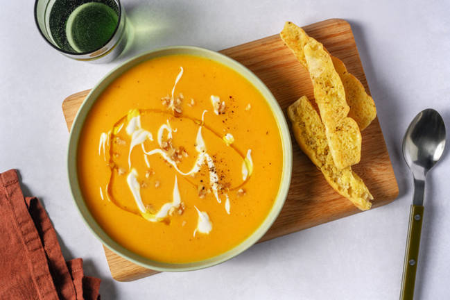 Crema di patate dolci e formaggio di capra