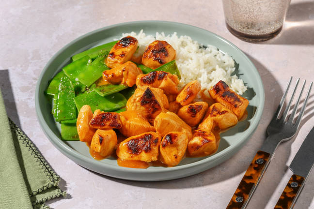 Pollo a la naranja rápido con verduritas