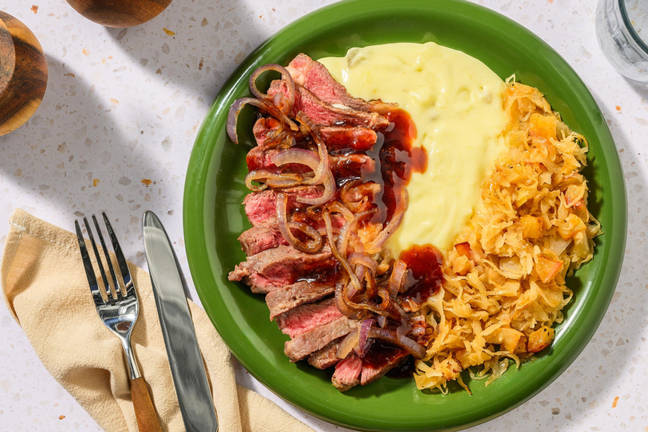 Steak met zoete appel-zuurkool