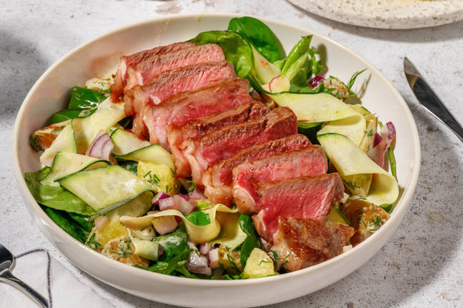 Marinated Steak with Courgette Ribbon Salad