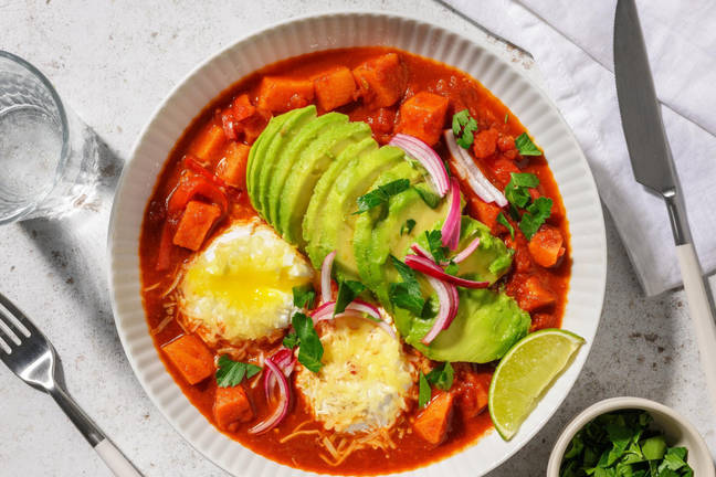 'Huevos Ahogados' with Avocado & Cheese