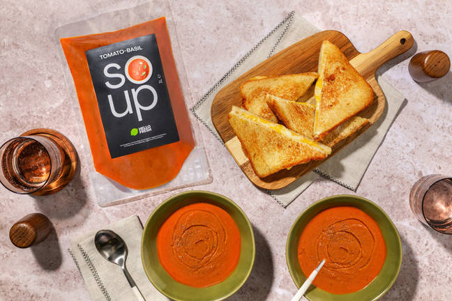 Tomato Basil Soup with Two Cheese Toastie