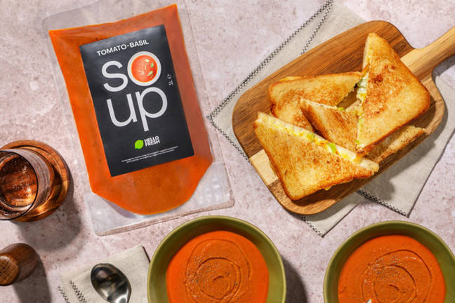 Tomato Basil Soup and Double Cheese Toastie