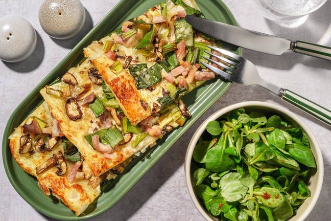 Speck und Pilz Tarte mit Porree