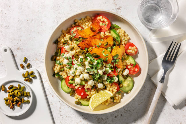 Grilled Nectarine Salad with Honeyed Goat's Cheese Pearls