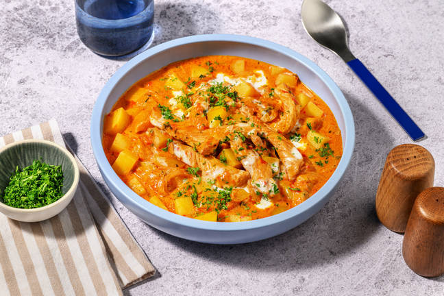 Würziger Souflaki-Eintopf mit Schweinefleisch