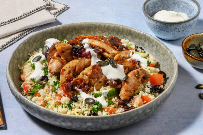 Salade de semoule aux émincés de cuisse de poulet