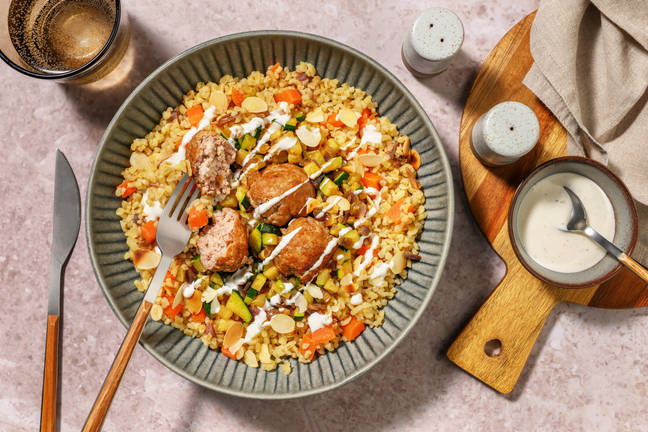 Boulgour, boulettes de poulet & épices africaines