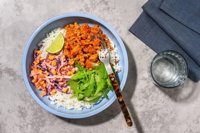 Easy Peasy Buffalo Inspired Pork Rice Bowl