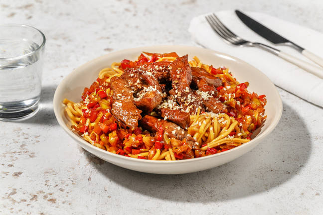 Steak Strips with Wholewheat Noodles