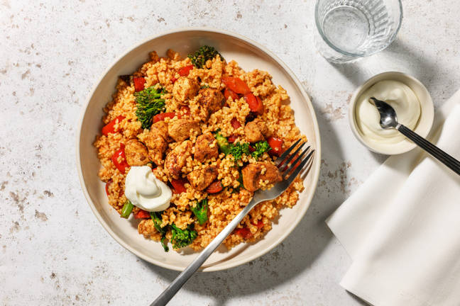 Quick Spicy Chicken and Pepper Bulgur