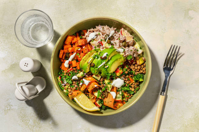Patate douce, salade de thon & avocat