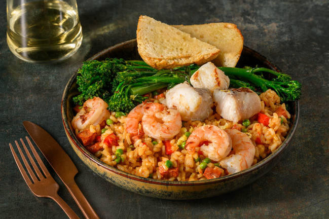 Monkfish, King Prawn and Chorizo Paella