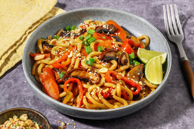 Udonnudeln mit Teriyaki-Portobello