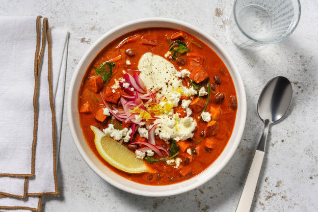 Chermoula Spiced Chorizo and Black Bean Soup