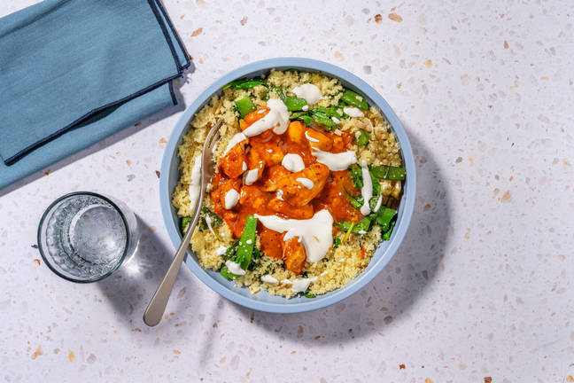 Chermoula Chicken & Pea Pod Couscous Bowl