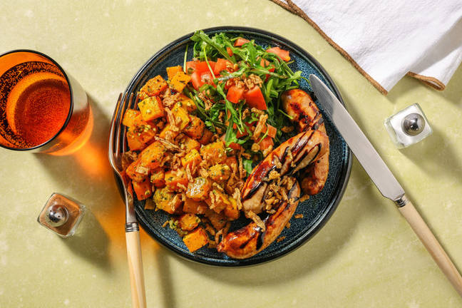 Sausages and Roasted Butternut Squash
