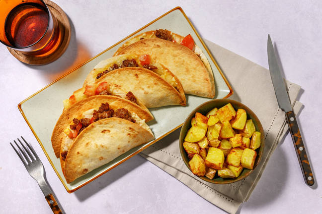 Cheesy Spiced Pork Tortillas