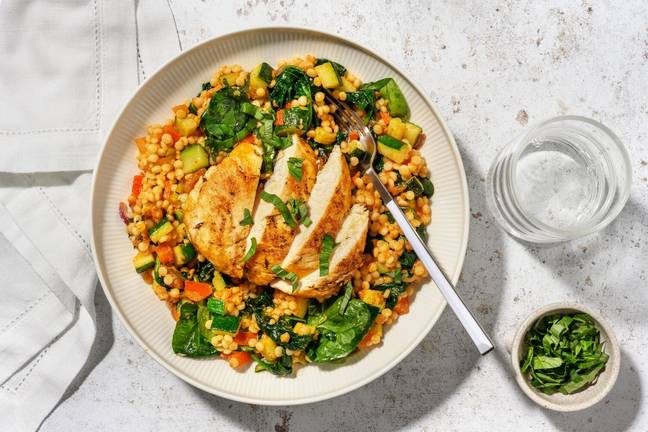 Chicken with Pesto Rosso Giant Couscous