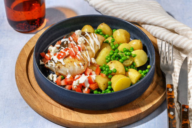 Fried Hake and Greek Style Cheese