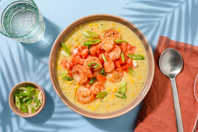 Corn Chowder: mit Knoblauch-Crevetten