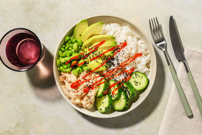 Tuna, Avocado and Edamame Bento Style Bowl