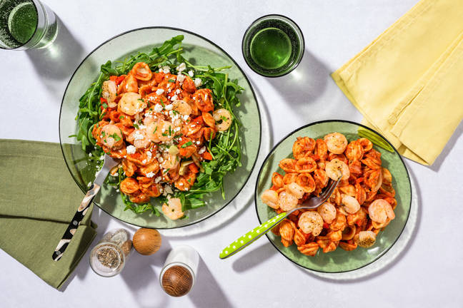 Kindvriendelijke orecchiette met knoflookgarnalen