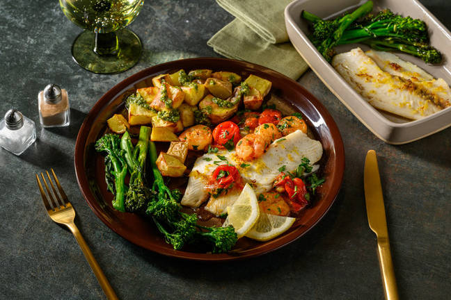 Sea Bream & King Prawns in a Tomato Butter Sauce