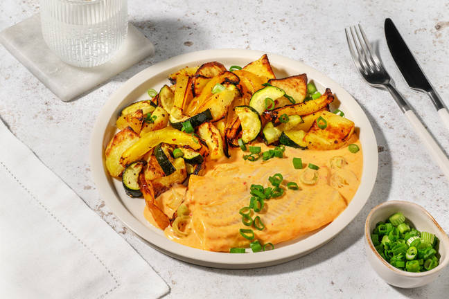 Pochiertes Fischfilet in Tomatenrahm