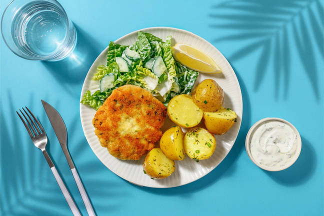 Würzige Fischboulette in Kräuterpanade