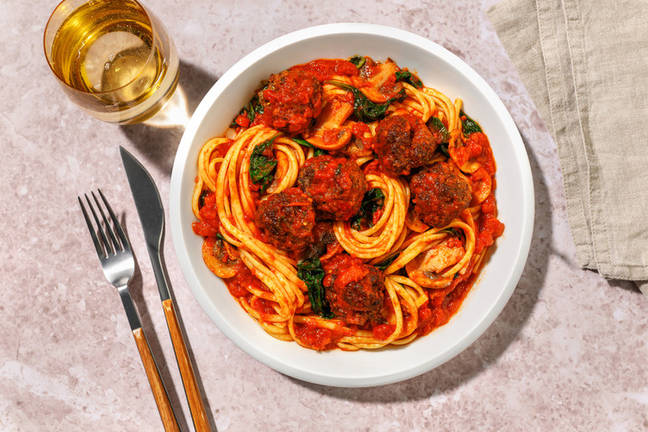 Herby Beef Meatball Linguine