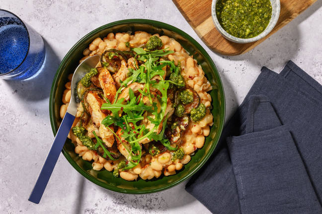Herby Roast Chicken on Butter Beans