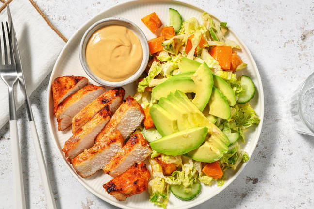 Gochujang Schweinesteaks mit asiatischem Süßkartoffelsalat