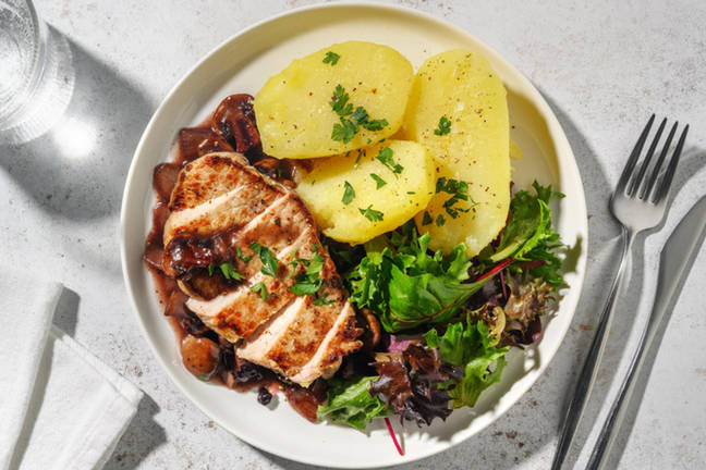 Schweinelachssteak in Wildpreiselbeer-Soße