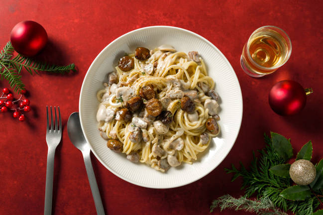 Spaghetti in sahniger Maronen-Pilz-Soße