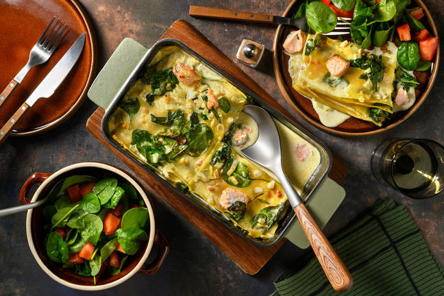 Lachs-Lasagne mit Rahmspinat