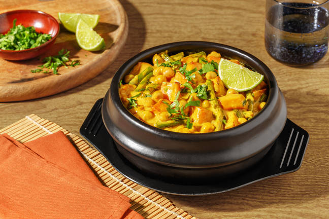 Kambodschanisches Kürbis-Kichererbsen-Curry