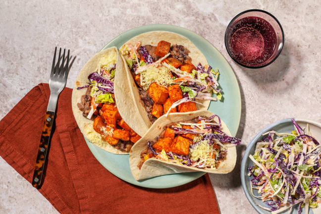 Smoky Refried Beans and Sweet Potato Tacos