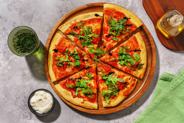 Classic Cheese, Tomato and Pesto Pizza