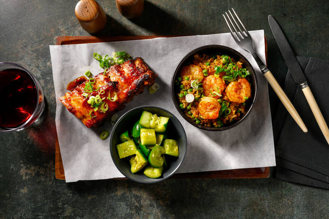 Chinese BBQ Style Ribs & Hoisin King Prawn Fried Rice