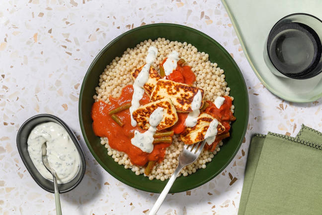 Harissa Halloumi on Pearled Couscous